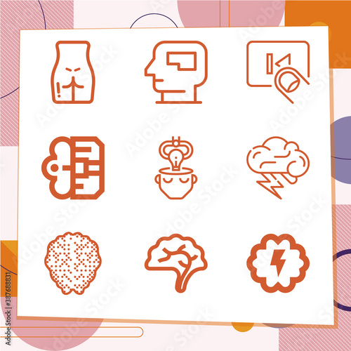 Simple set of 9 icons related to hind