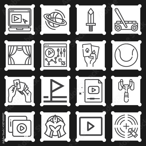 16 pack of missed  lineal web icons set