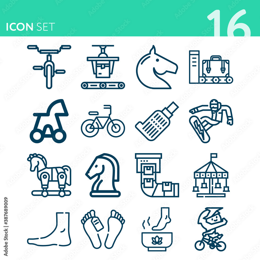 Simple set of 16 icons related to horseback Simple set of 16 icons related to horseback