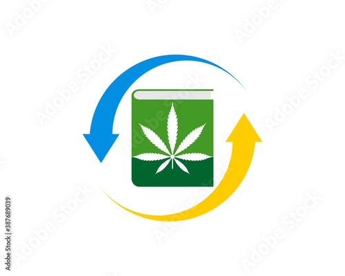 Upside down arrow with cannabis book inside