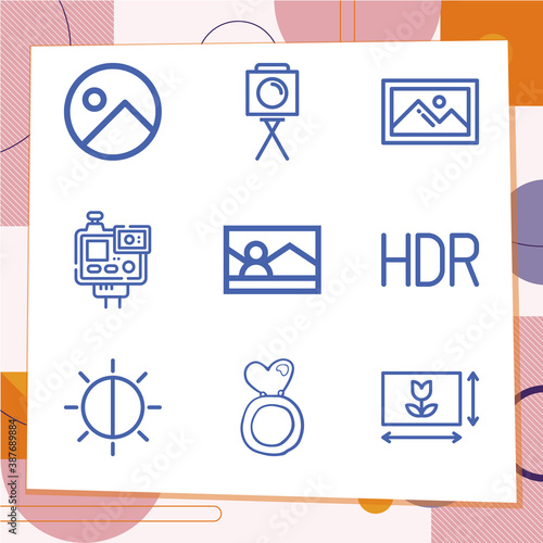Simple set of 9 icons related to picture taking