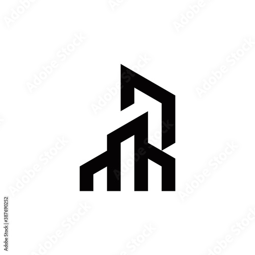 m r mr initial building logo design vector graphic idea creative