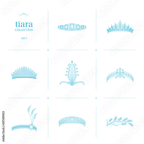 ティアラのコレクション1　線画イラスト_ブルー
