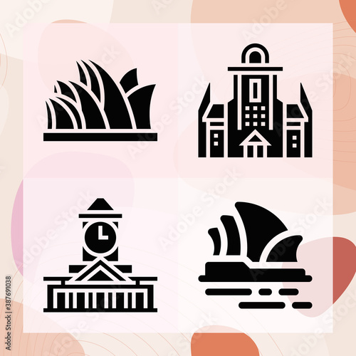Simple set of eastern hemisphere related filled icons