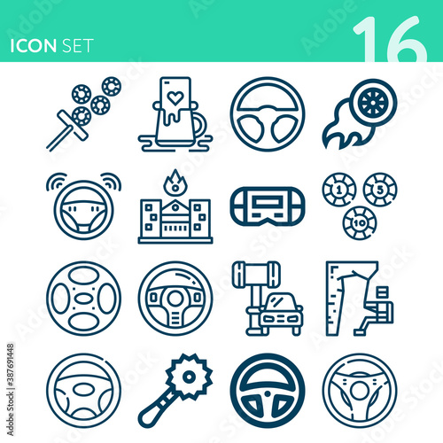 Simple set of 16 icons related to gamble