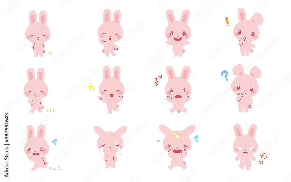Obraz premium うさぎちゃん_色んなポーズセット1