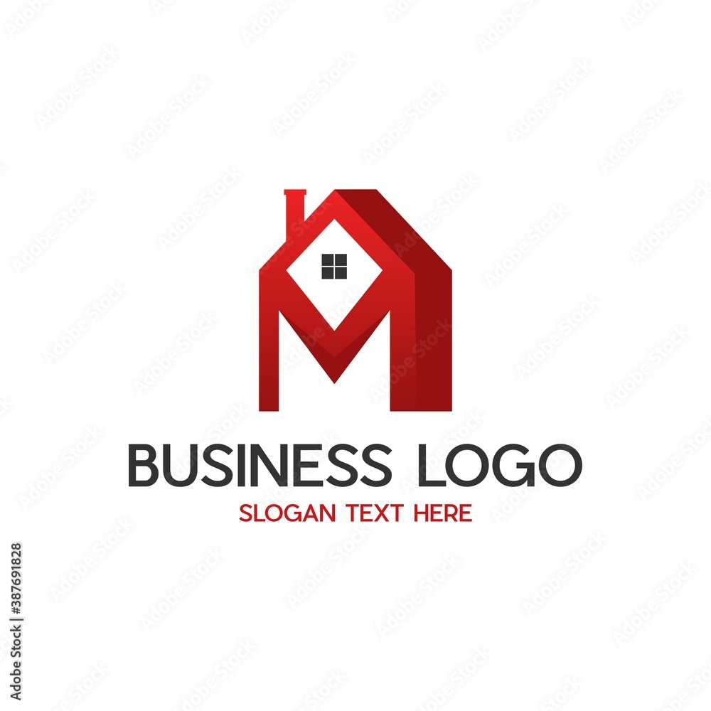 Modern and stylish Home Logo-M Letter Home Logo, letter M logo design with house