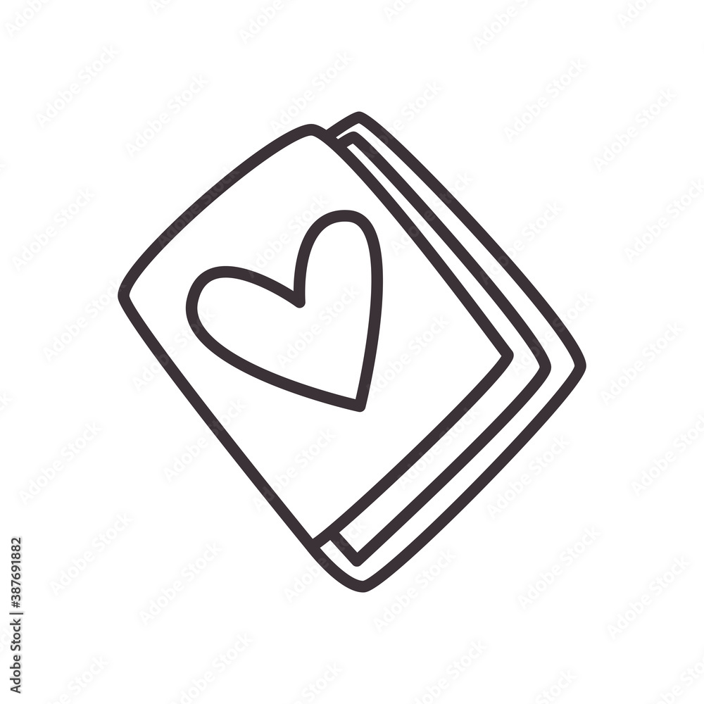 Heart on book daily sticker line style icon vector design Heart on book daily sticker line style icon vector design
