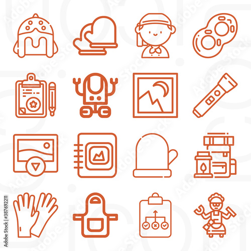 16 pack of auxiliary  lineal web icons set