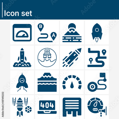 Simple set of launch related filled icons.