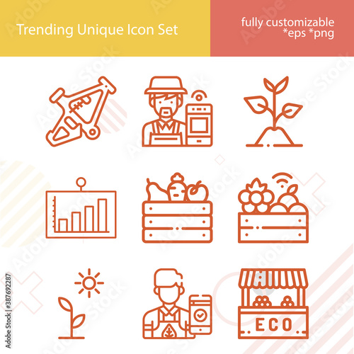 Simple set of ranch related lineal icons.