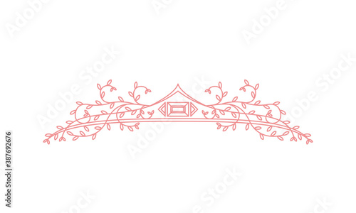 植物模様のティアラ　線画イラスト_15
