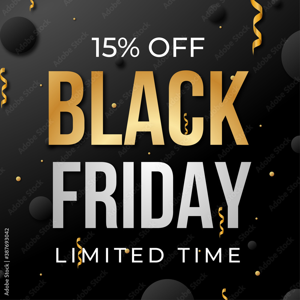 black friday 15% off limited time banner social media promotion 