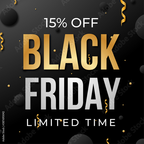 black friday 15% off limited time banner social media promotion 
