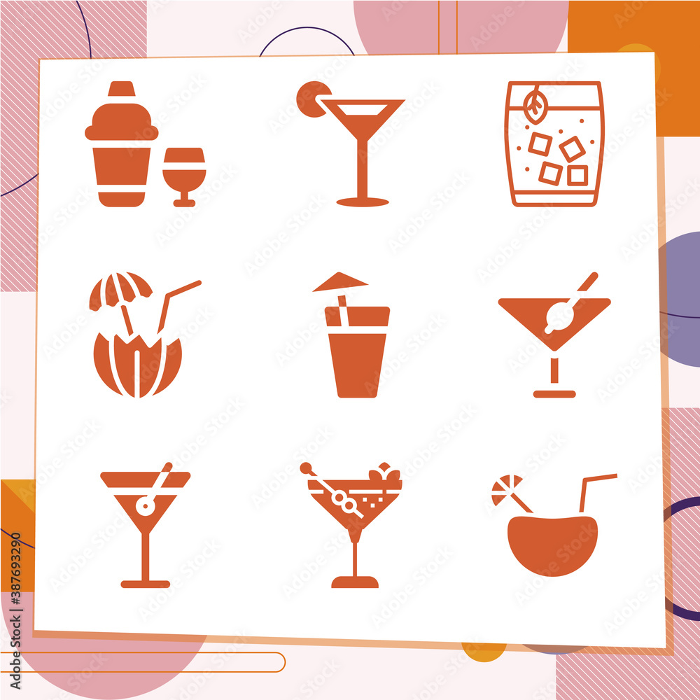 Simple set of 9 icons related to absolute Simple set of 9 icons related to absolute