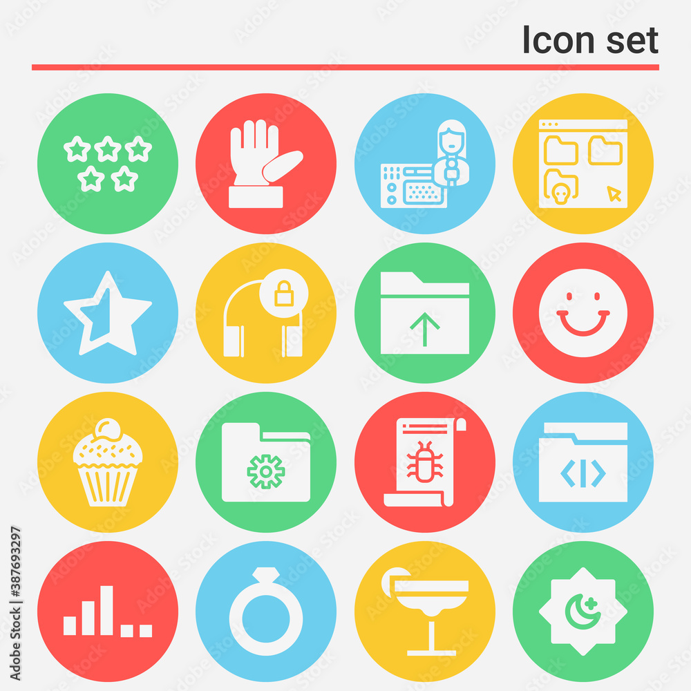 16 pack of card filled web icons set 16 pack of card filled web icons set