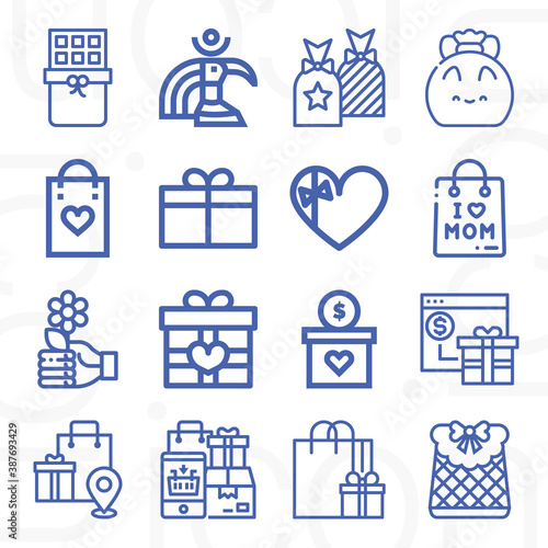 16 pack of gods  lineal web icons set