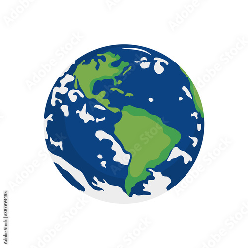 snowy earth planet icon, flat style