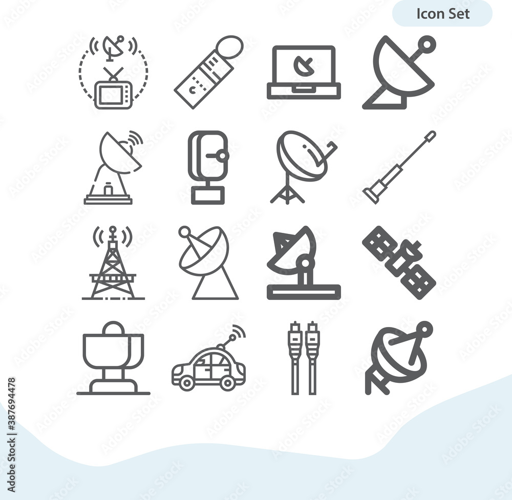 Simple set of transmitting aerial related lineal icons. Simple set of transmitting aerial related lineal icons.