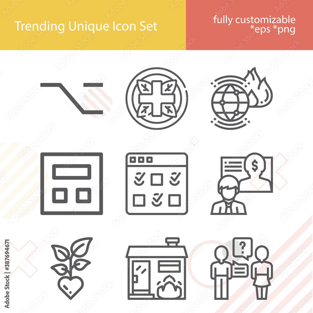 Simple set of possibility related lineal icons. Simple set of possibility related lineal icons.