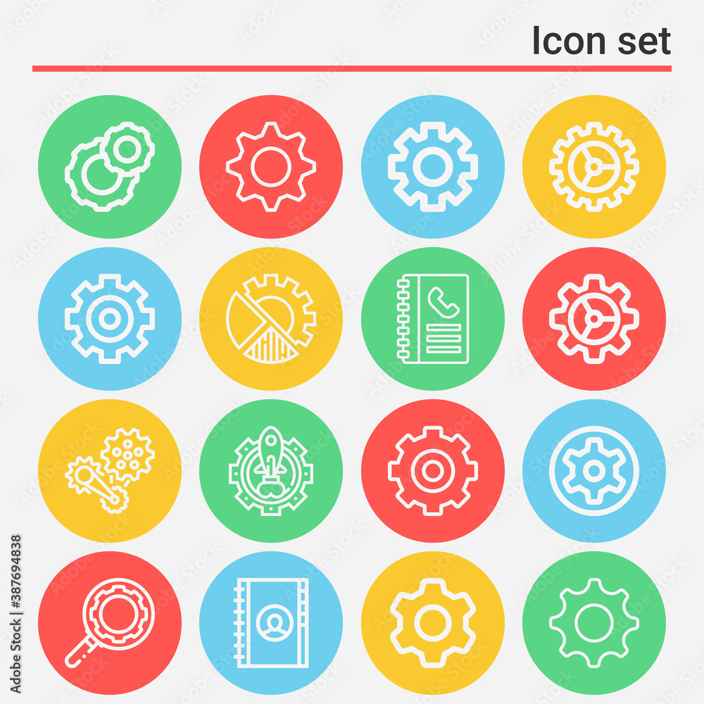 16 pack of arranged  lineal web icons set