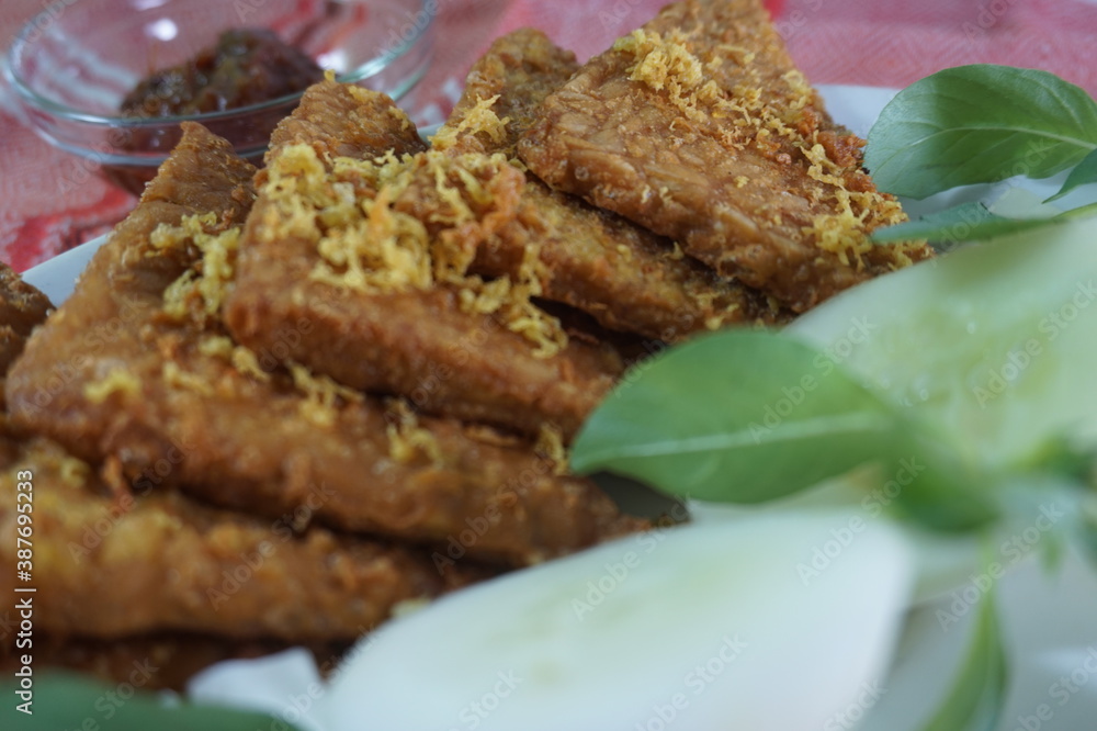 fried tempeh traditional food from Indonesia
