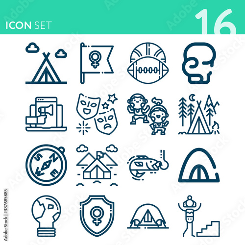 Simple set of 16 icons related to involved © Nana