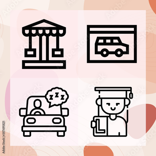 Simple set of golf shot related lineal icons