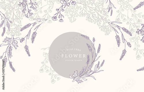 Collection of flower background set with lavender.Editable vector illustration for website, invitation,postcard and sticker