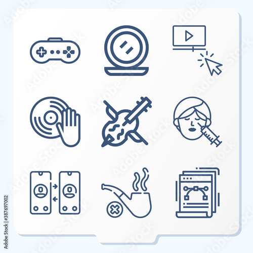 Simple set of 9 icons related to play