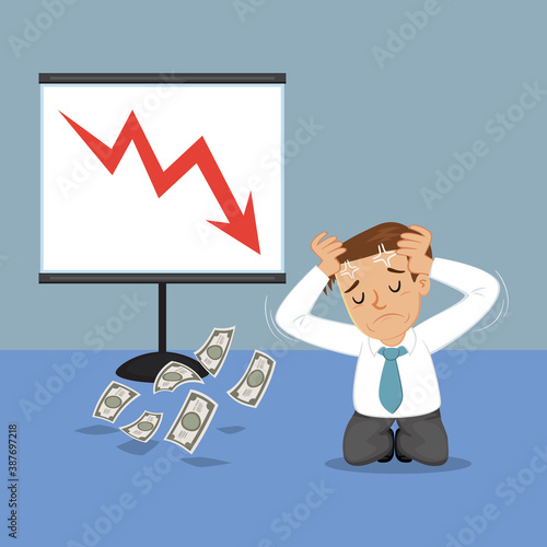 Businessman with Business Failure, illustration vector cartoon