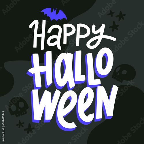 Happy halloween greeting on dark background for postcard and brochure design