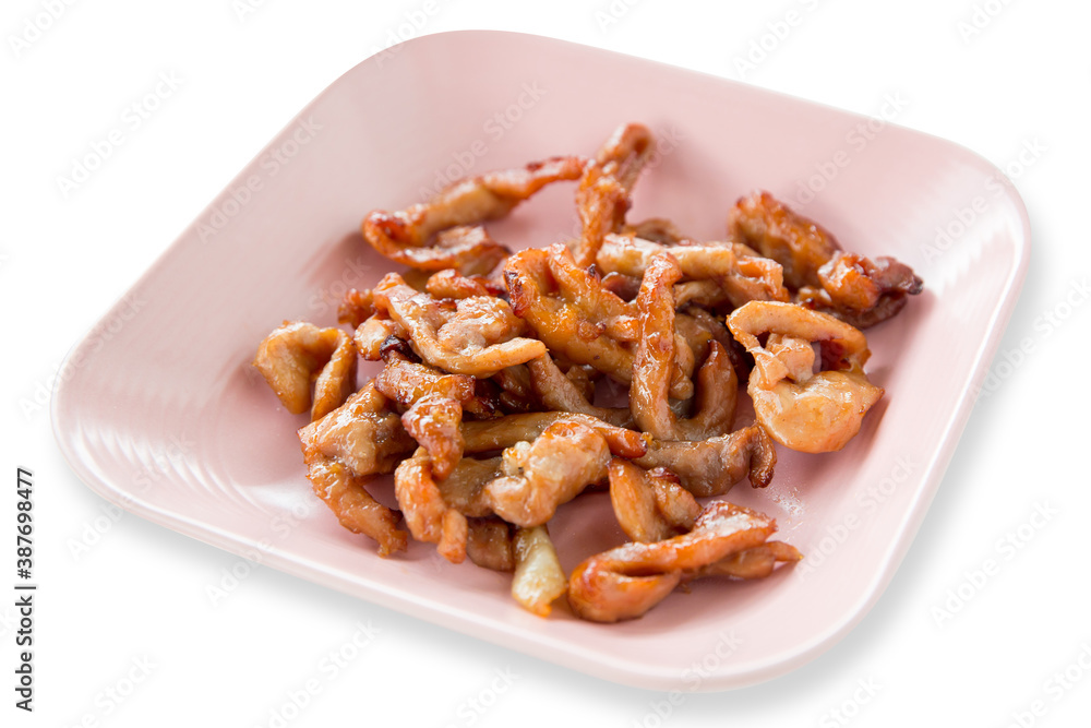 Die cut deep Fried Dried Pork on white isolated. Die cut deep Fried Dried Pork on white isolated.