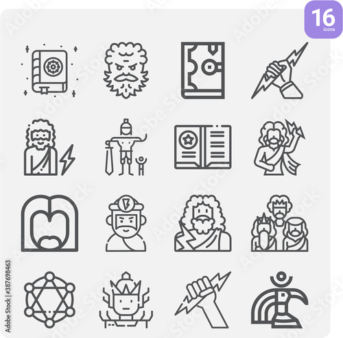 Simple set of zeus related lineal icons.