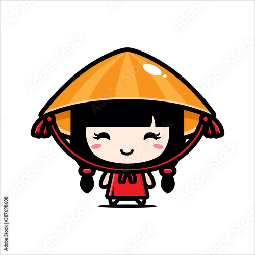 cute vietnam girl character vector design