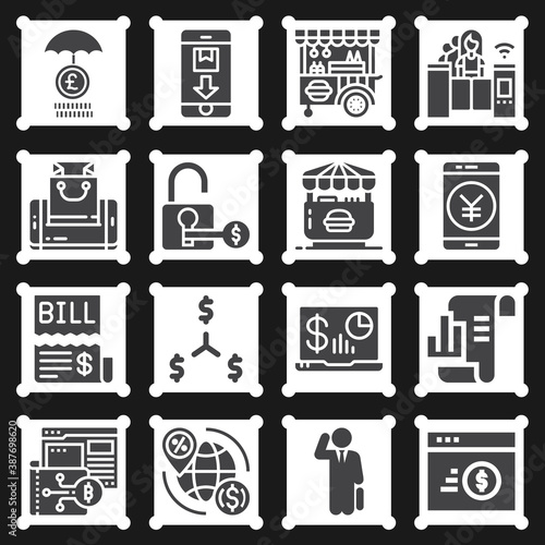 16 pack of marketplace  filled web icons set