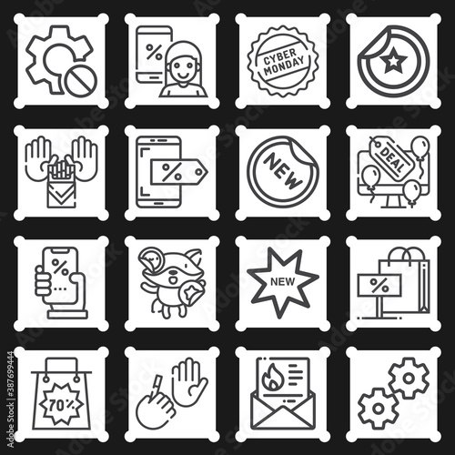 16 pack of disregard  lineal web icons set