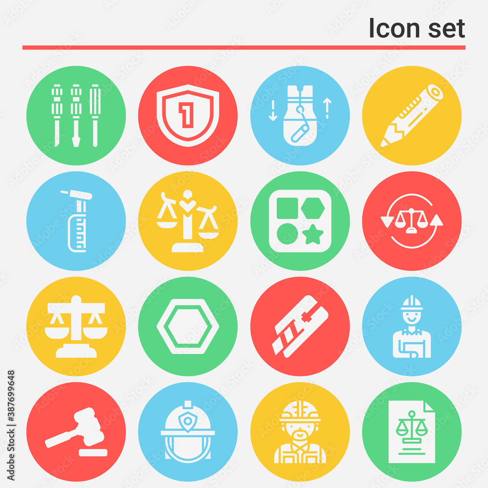 16 pack of construct  filled web icons set