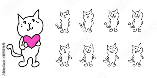 白猫のイラストセット