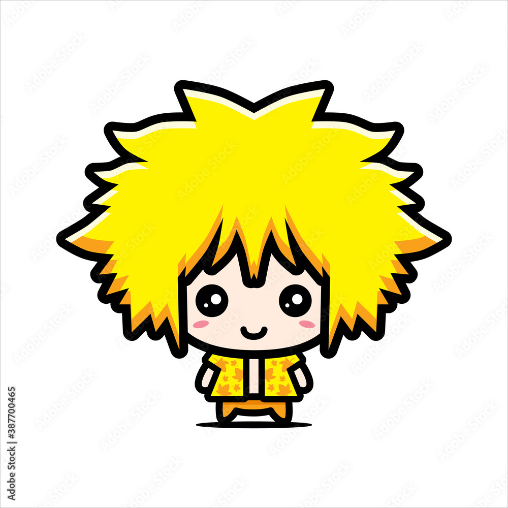 all yellow cute boy character vector design all yellow cute boy character vector design