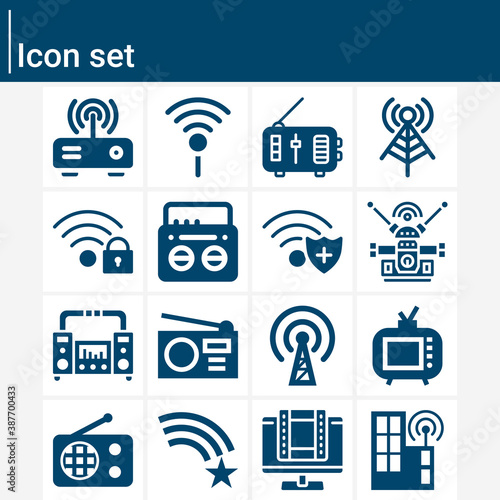Simple set of receiving system related filled icons.