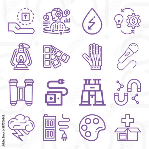 16 pack of electricity  lineal web icons set