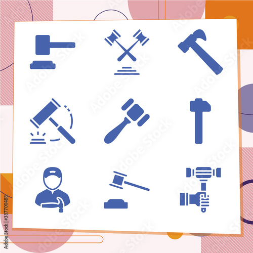 Simple set of 9 icons related to middle ear