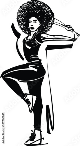 The vector illustration of the female dancing Vogue dance