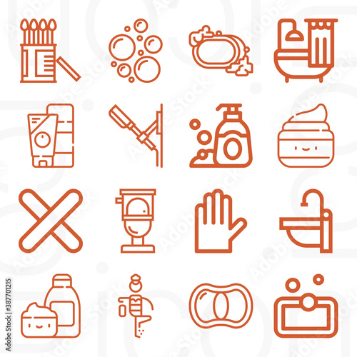 16 pack of rust  lineal web icons set