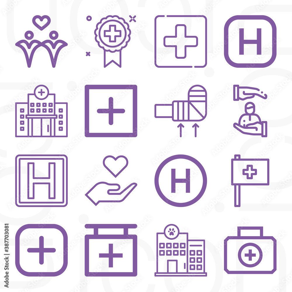 16 pack of outpatient lineal web icons set 16 pack of outpatient lineal web icons set