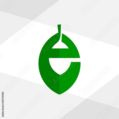 letter e forming a leaf logo.