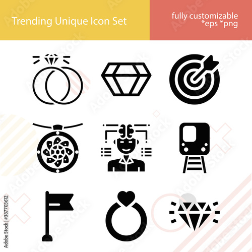 Simple set of purpose related filled icons.