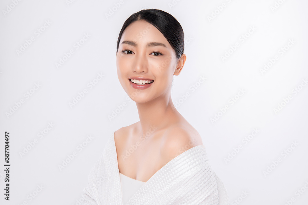 Beautiful young asian woman with clean fresh skin on white background, Face care, Facial treatment, Cosmetology, beauty and spa, Asian women portrait Beautiful young asian woman with clean fresh skin on white background, Face care, Facial treatment, Cosmetology, beauty and spa, Asian women portrait