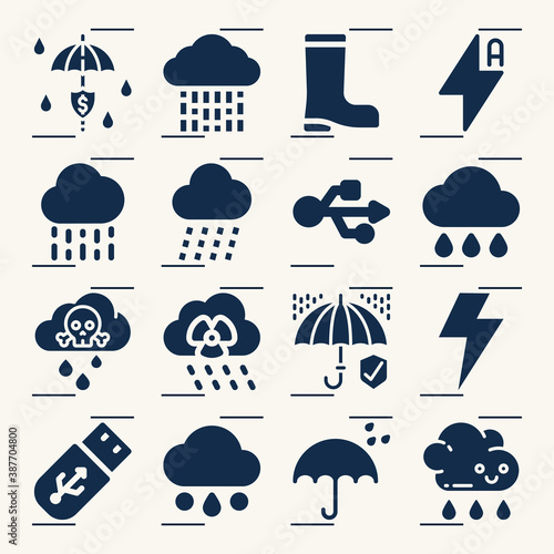 Simple set of flooding related filled icons.